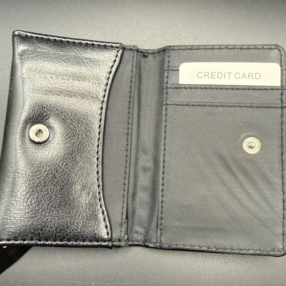 JC‎ Fashion Black Faux Leather Bifold Wallet with Zipper Pocket NWT